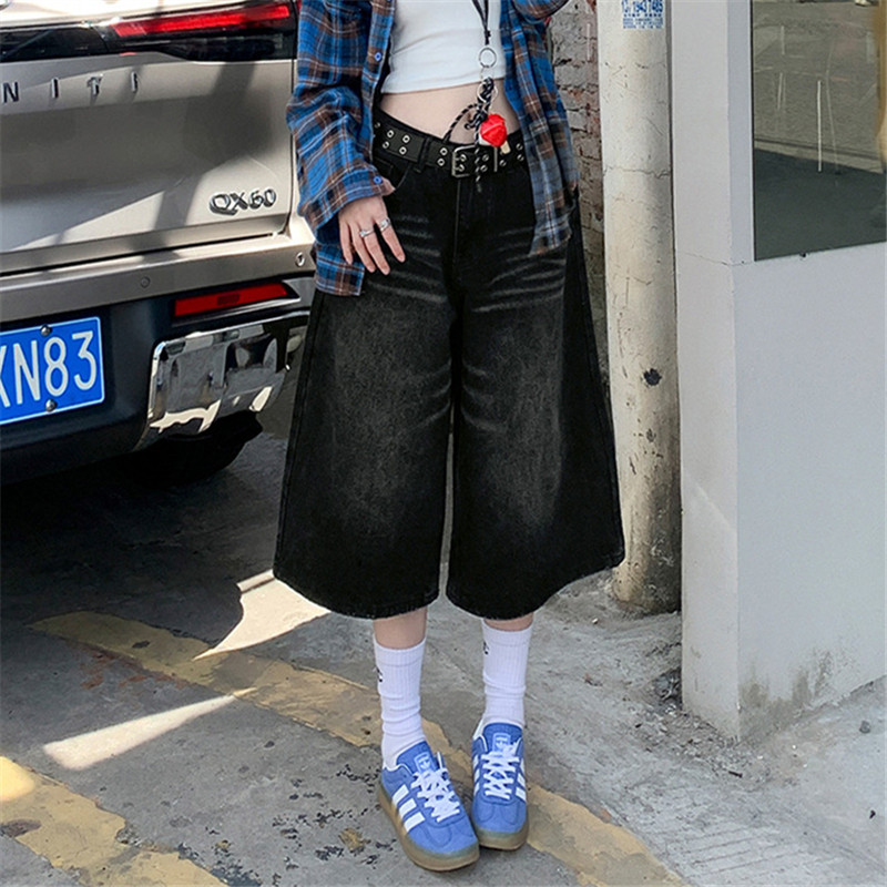 美式黑色牛仔七分裤女秋季秋冬2025新款复古宽松五分短裤直筒裤子,女装/女士精品,牛仔裤,淘宝优惠券,粉丝福利购,淘宝优惠卷