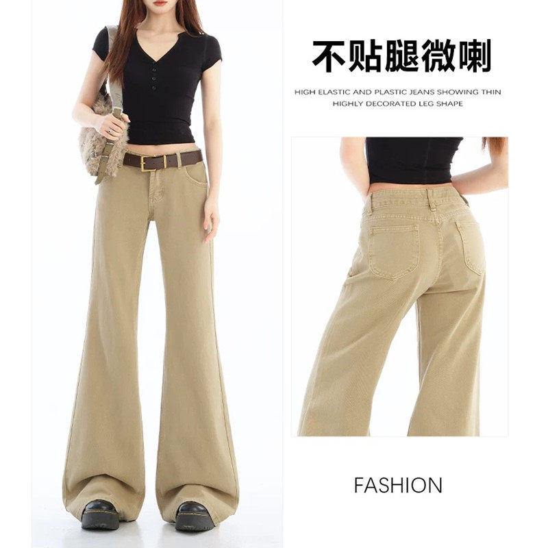 美式卡其色微喇牛仔裤女秋季秋冬2025新款低腰辣妹显瘦喇叭裤子,女装/女士精品,牛仔裤,淘宝优惠券,粉丝福利购,淘宝优惠卷