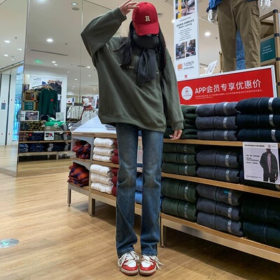 复古窄版直筒牛仔裤女小个子加长