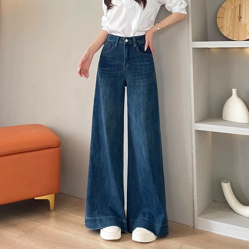 阔腿牛仔裤女加绒秋冬2025年新款显瘦宽松高腰垂感拖地喇叭直筒裤,女装/女士精品,牛仔裤,淘宝优惠券,粉丝福利购,淘宝优惠卷