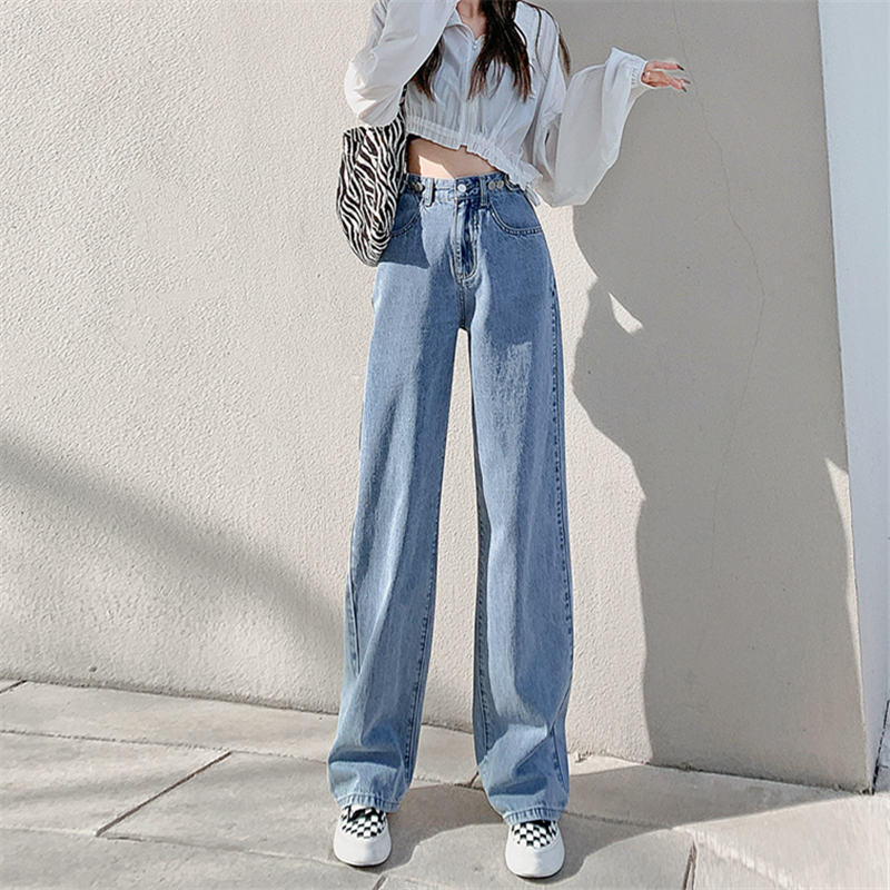 高腰牛仔裤女直筒宽松2025年新款秋季秋冬小个子垂感拖地阔腿裤子