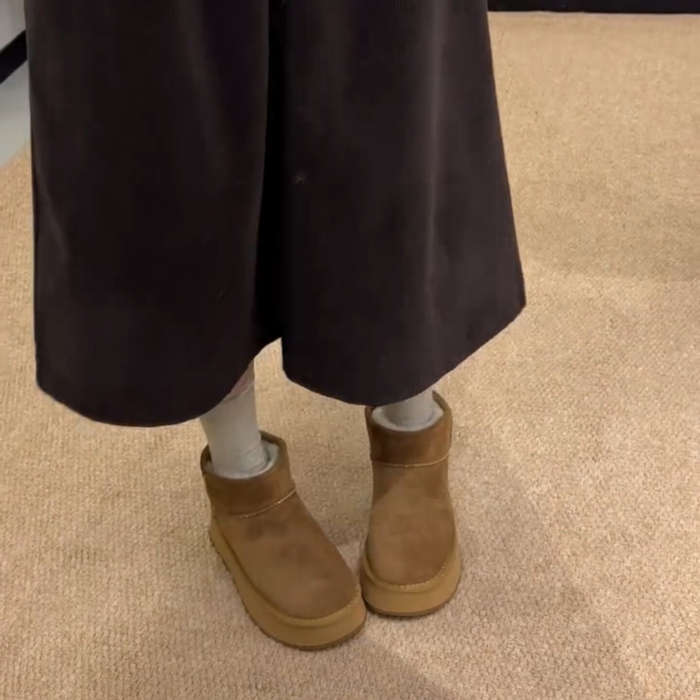 羊皮版~女新款皮毛一体勃肯厚底短筒雪地靴mini加厚加绒保暖棉鞋