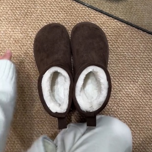 反绒面小土豆勃肯棉鞋 羊皮版 厚底加绒加厚毛毛面包雪地短靴冬季