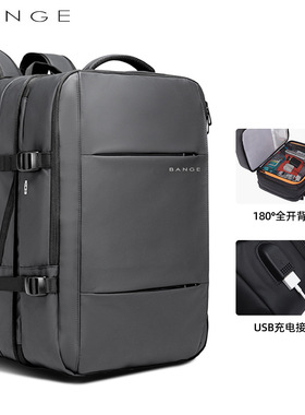 BANGE新款男士双肩包商务大容量扩容旅行书包防水电脑包backpack