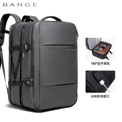 BANGE新款男士双肩包商务大容量扩容旅行书包防水电脑包backpack