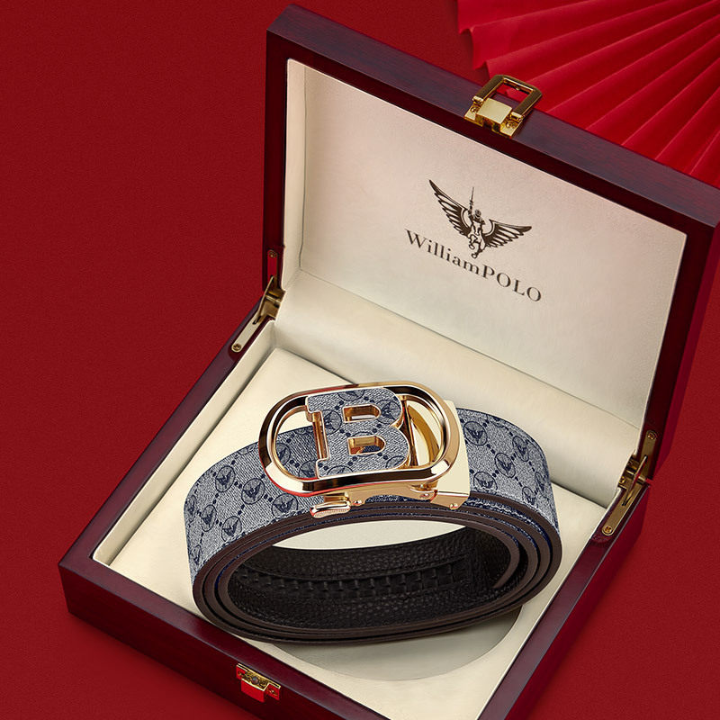 英皇保罗男士皮带腰带男耐磨带身合金扣头皮带牛皮皮带时尚字母