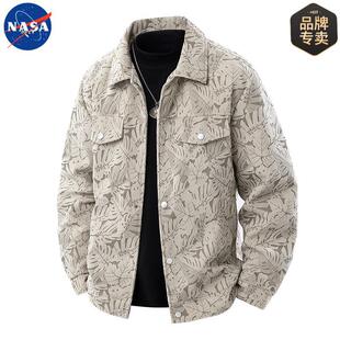 NASA品牌高质量灯芯绒夹克外套秋季宽松痞帅休闲潮牌翻领上衣男装