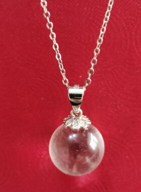 5.12南京水晶雨花石打磨吊坠12mm，925高品质银扣头，不含链子