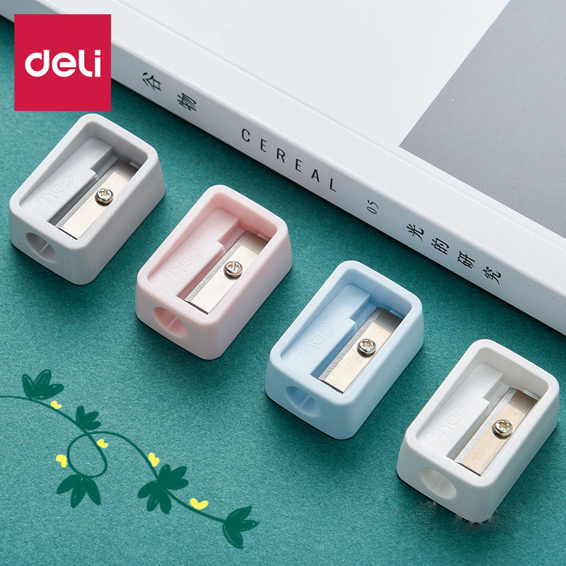 得力卷笔刀莫兰迪色小削笔刀销笔器手动转笔刀幼儿园绞笔刀迷你卷笔刀