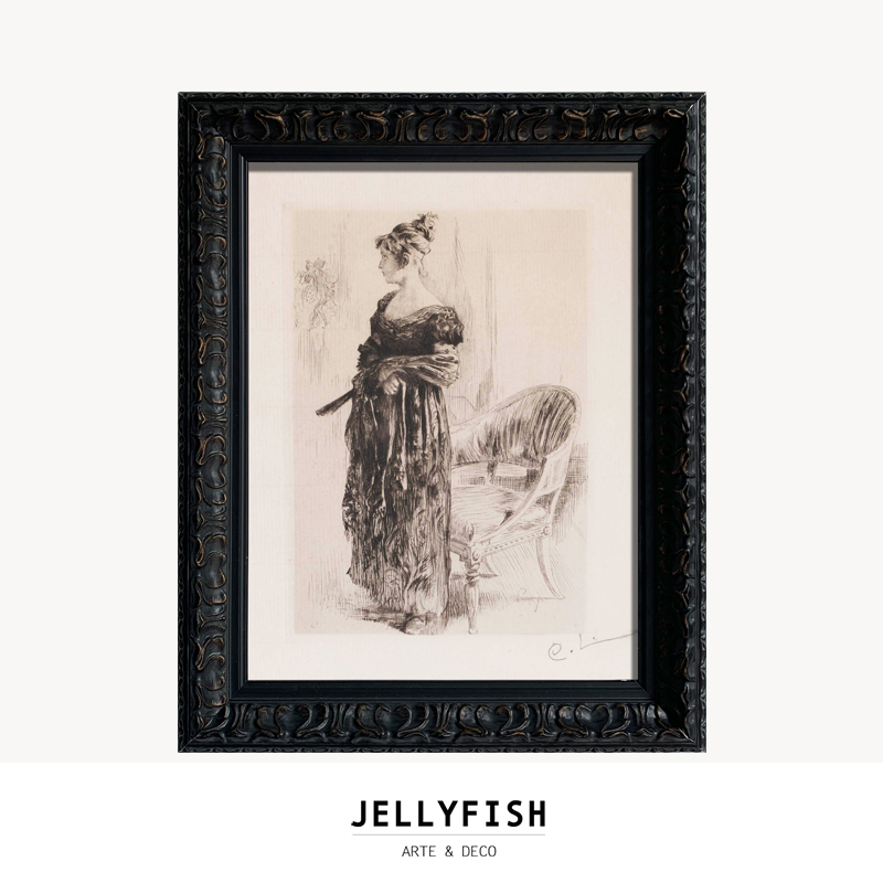 jellyfish|水母画馆少女侧脸挂画