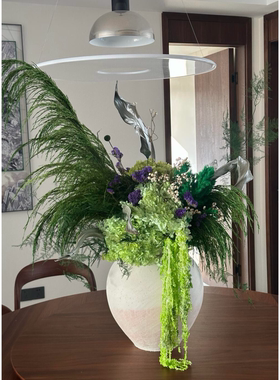 绿色永生花干花花束氛围感服装店家居装饰干枝花材前台瓶插花摆件