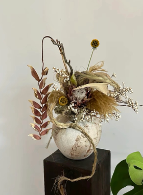 天然真干花花束高级感花期长瓶插花中古风中式侘寂风家居摆件装饰