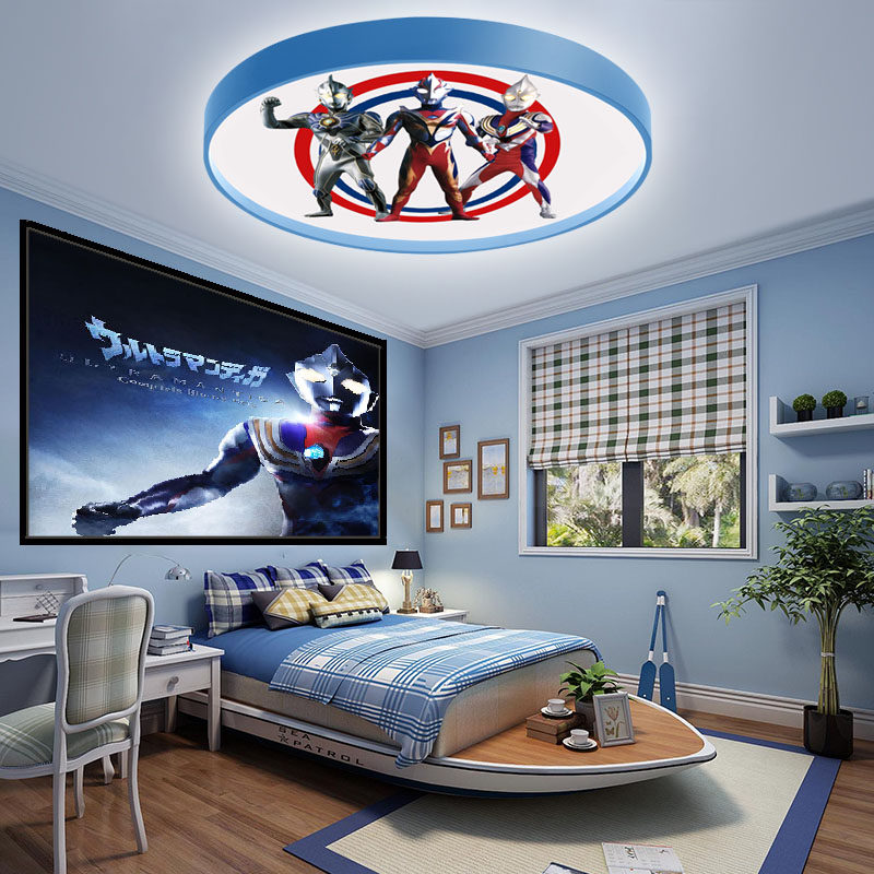 儿童房间led吸顶灯圆形奥特曼护眼男孩女孩卧室简约现代大气灯具