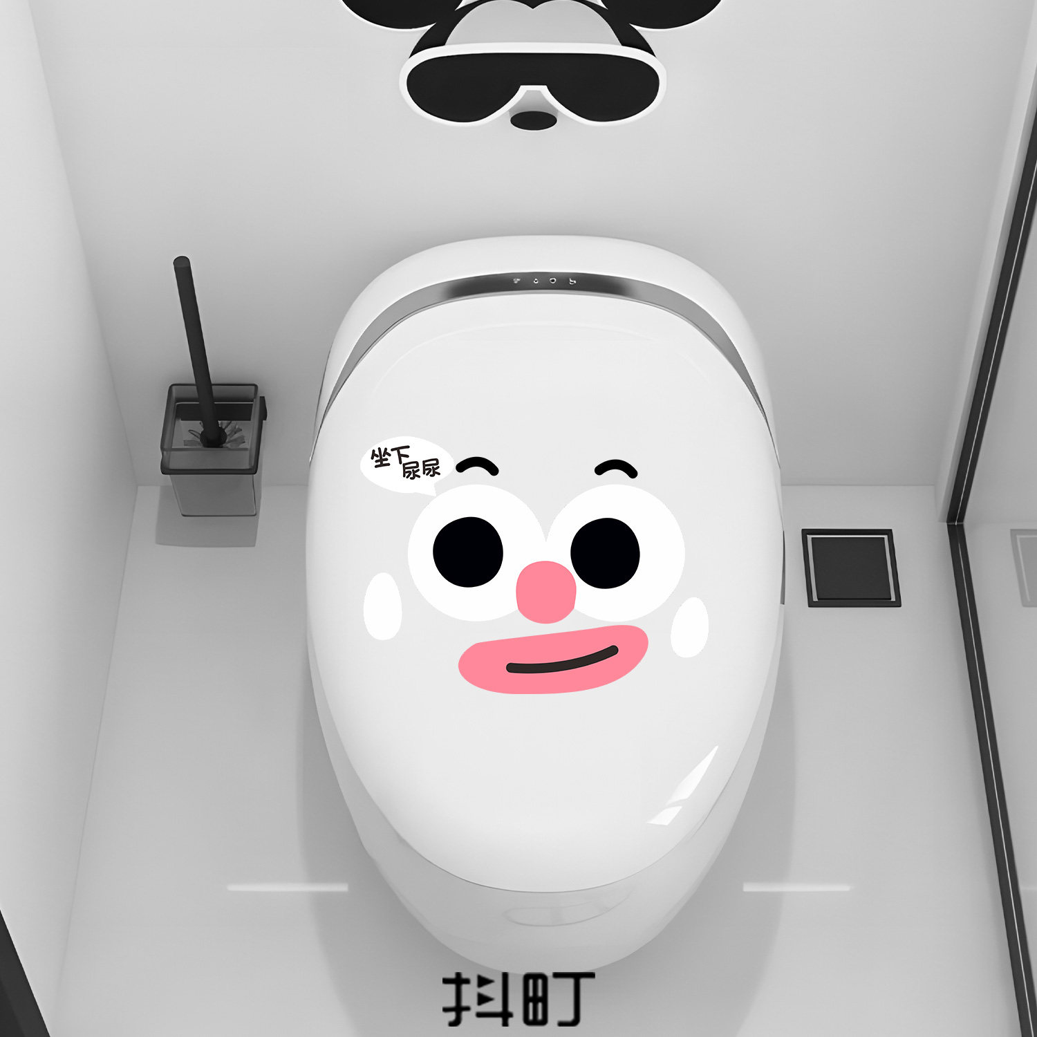 可爱表情防水贴花坐马桶盖