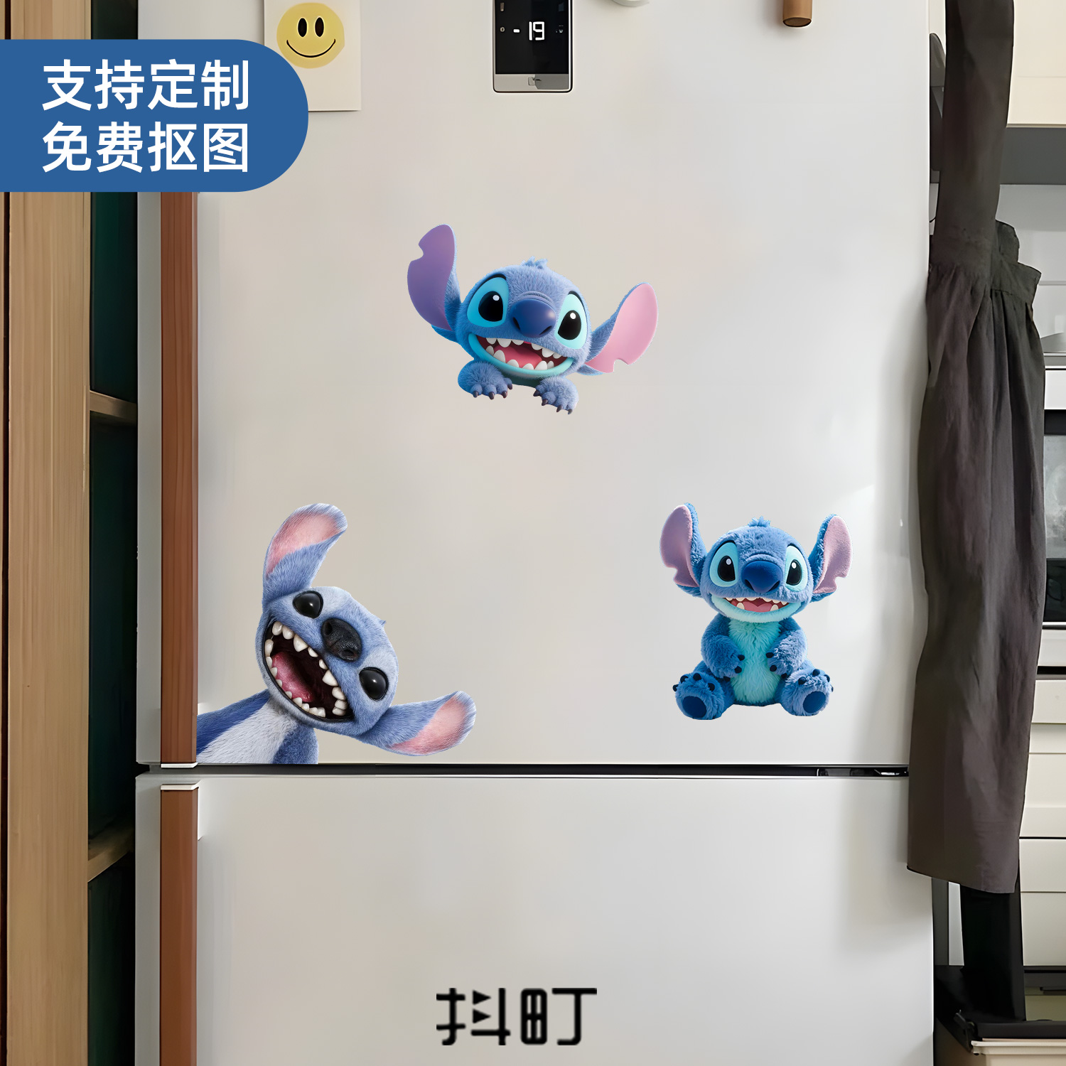 史迪仔卡通冰箱贴防水防晒装饰贴