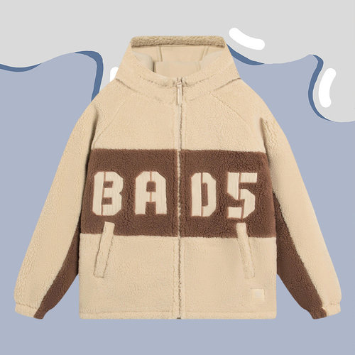 李宁正品新款男子BADFIVE运动休闲时尚连帽保暖羊羔绒外套AFDSA69