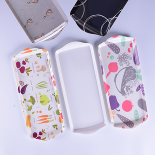 长条形托盘黑色白色简约日式水果蛋糕塑料小盘子窄形长方形面包盘