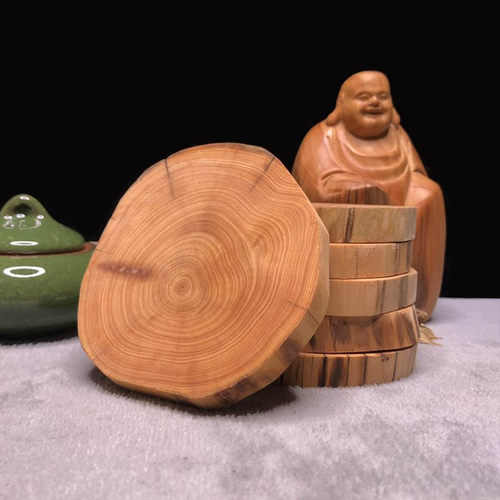 太行崖柏实木摆件底座茶杯菜盘垫