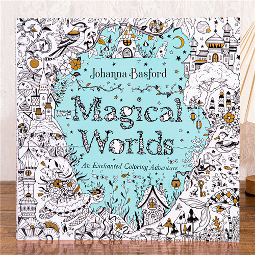 英文版魔法世界涂色书填色本Magical Worlds成人减压解压涂色画本