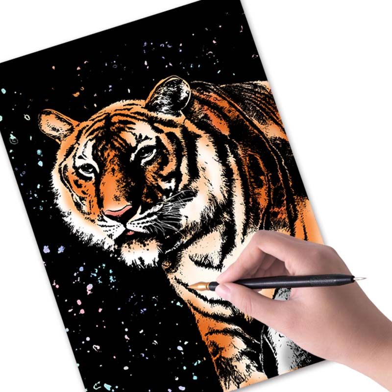 动物刮刮画diy手工炫彩刮画A4图片