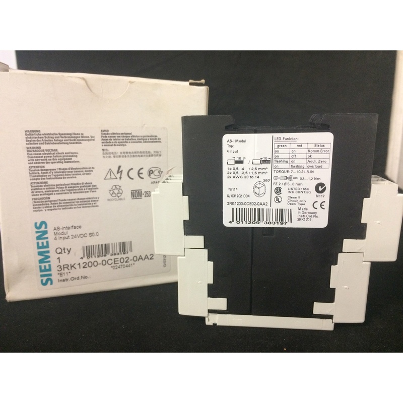 西门子 3RK1200-0CE02-0AA2 AS-I SLIM线模块,4英寸,24VDC,S0.0