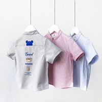 Quần áo trẻ em Hai Majia áo sơ mi mùa hè mỏng 2019 làn sóng mới Hàn Quốc cho bé sơ sinh sọc ngắn tay - Áo sơ mi đầm trẻ em cao cấp
