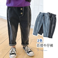 Quần áo trẻ em của mẹ đi biển Quần jeans lỗ mẫu quần thủy triều quần dài 2019 quần trẻ em mùa xuân và mùa thu mới - Quần jean quần jean trẻ em quảng châu