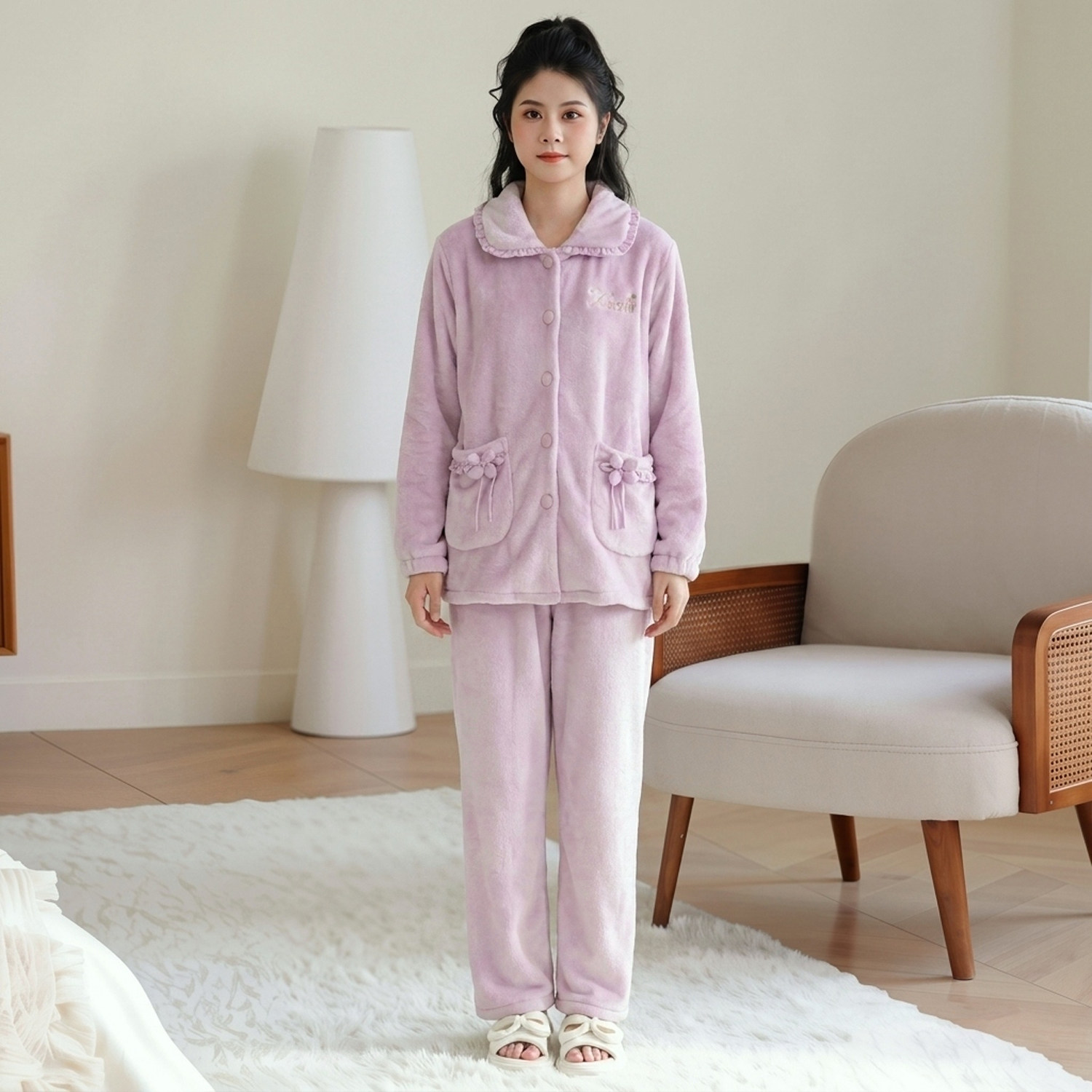 法兰绒睡衣套装2026秋冬新款睡衣/家居服套装