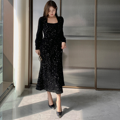 气质通勤鱼尾裙聚酯纤维