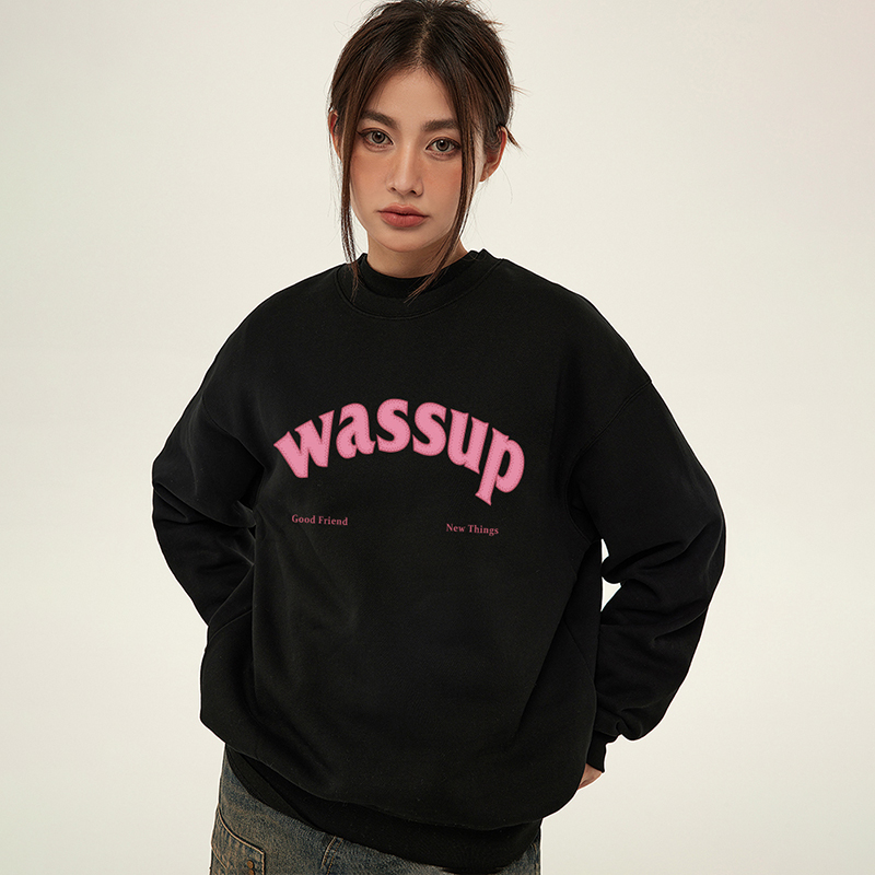 WASSUP潮牌正品秋冬季圆领卫衣男女生情侣款重磅纯棉宽松百搭街头