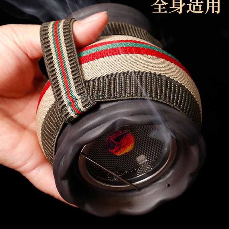 莲花砭石火龙罐艾灸馆专用 儿童脐灸器具  中医双层莲花口艾灸罐图片