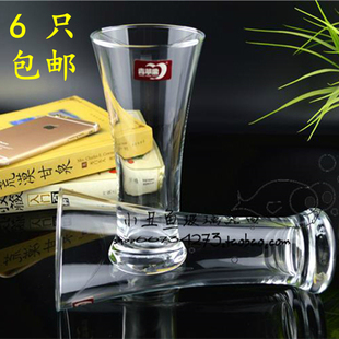 6只包邮 青苹果田园风情玻璃杯喇叭口果汁豆浆茶水杯餐厅家用酒店