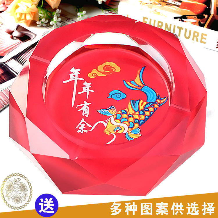 时尚创意大号个性水晶烟灰缸logo图片定制奢华烟缸印字酒店会议室