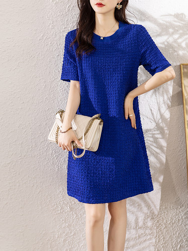 欧洲站宽松洋气蓝色裙子潮