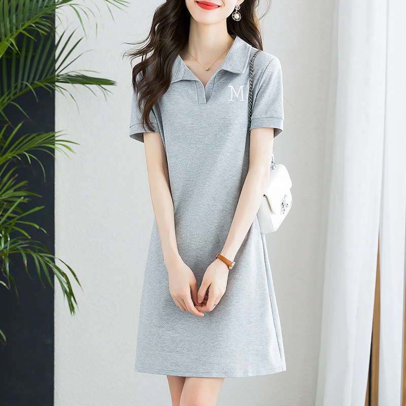 SEPTEMBER MOMO POLO DRESS WOMENS 2022 SUMMER NEW CASUAL STRAIGHT LAPEL LOOSE A-LINE SKIRT SHORT SLEEVE T-SHIRT SKIRT