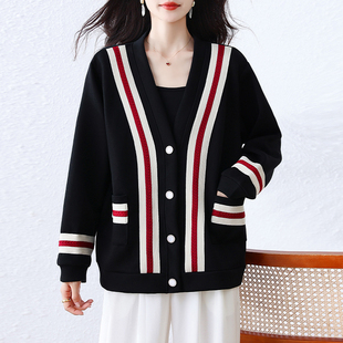 九月陌墨韩版减龄简约开衫上衣女秋2025新款大码遮肉显瘦休闲外套