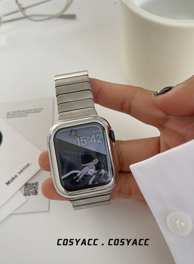 COSYACC 适用苹果手表iWatch910代se不锈钢金属高级感钢链s11表带
