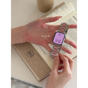 cosyacc适用苹果手表金属iwatch8910代不锈钢高级通勤银色s11表带