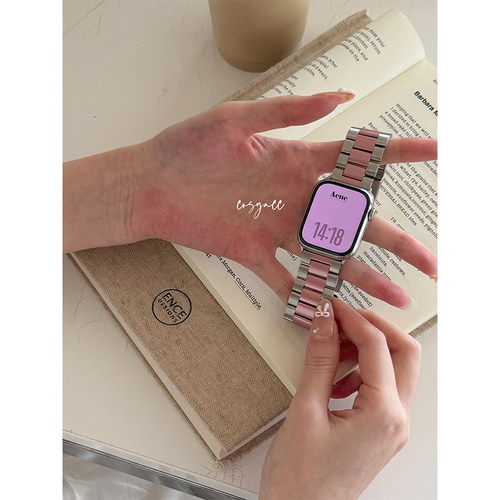 cosyacc适用苹果手表金属iwatch8910代不锈钢高级通勤银色s11表带