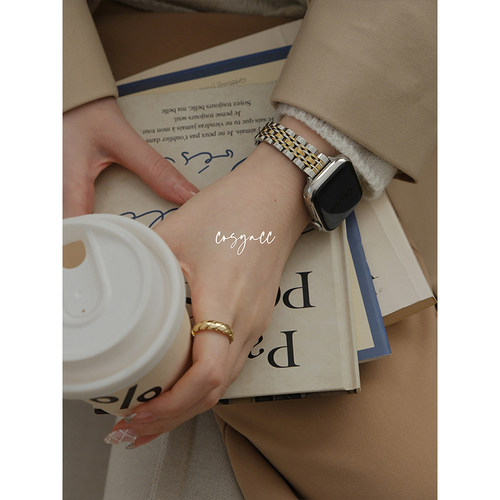 COSYACC 适用于iwatc910代se不锈钢金属气质小蛮腰苹果手表带s11