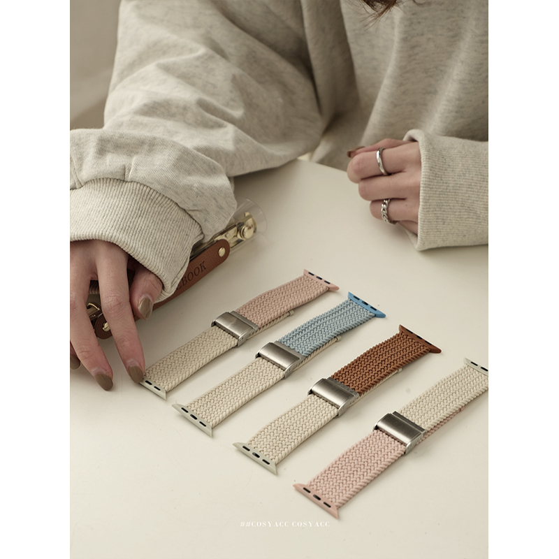 cosyacc适用AppleWatch8910代se尼龙编织休闲卡扣苹果s11手表带