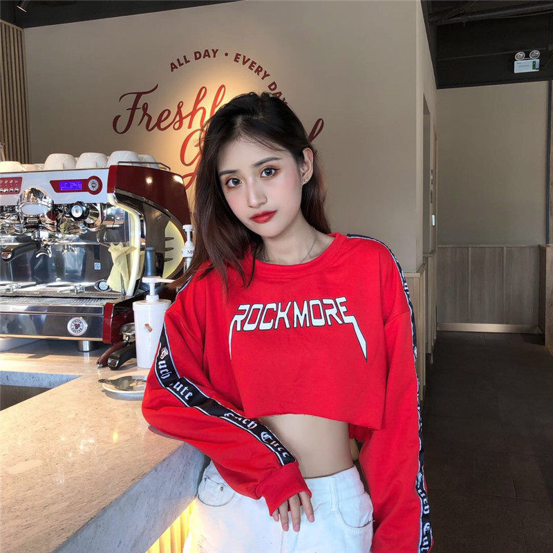 爵士舞蹈卫衣宽松短款高腰jazz女