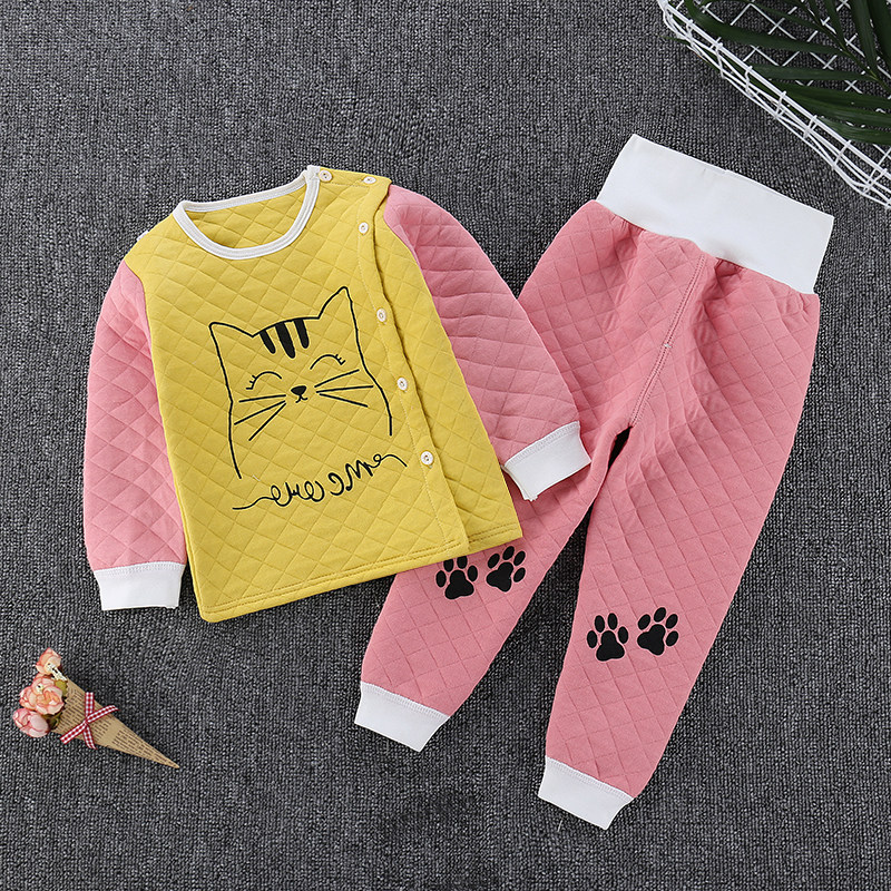 1-2-3岁4儿童保暖内衣套装纯棉男女童小孩三层夹棉加厚高腰护肚裤|msdalam kategori Kanak-kanak/Bayi/Keluarga dipasang, seluar kanak-kanak, seluar dalam - dari Buy2taobao.com untuk memberikan perkhidmatan ejen Taobao profesional membeli