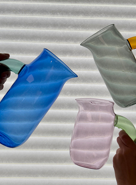 sort丹麦HAY彩色玻璃水壶JUG耐热硅硼玻璃壶北欧简约装饰摆件花瓶