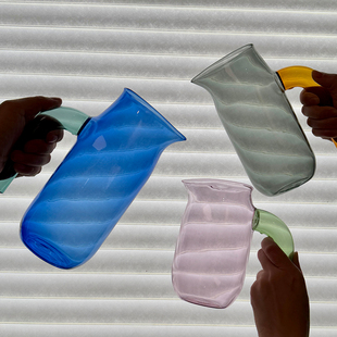 饰摆件花瓶 sort丹麦HAY彩色玻璃水壶JUG耐热硅硼玻璃壶北欧简约装