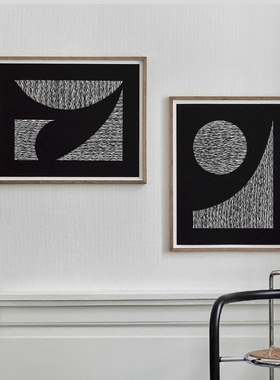 sort丹麦kristina krogh北欧装饰画黑白色现代简约Behind Blinds