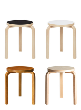 sort芬兰Artek实木凳复古餐凳三脚圆凳北欧现代简约餐厅STOOL 60
