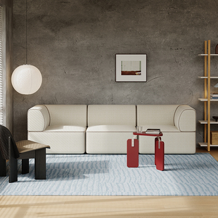 sort中国间则Bold撞色线条模块沙发复古布艺吐司沙发客厅现代简约