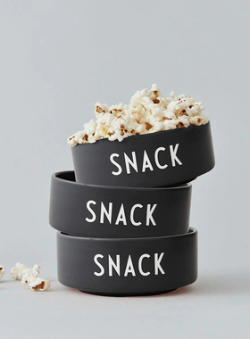 sort丹麦Designletters黑色字母陶瓷零食碗牛奶杯子北欧现代简约