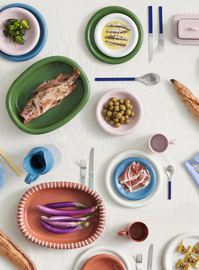 sort丹麦HAY手工红陶奶油系餐具碗盘西餐盘子沙拉碗水壶水杯BARRO